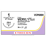 ETHICON Suture, Coated VICRYL Plus, Reverse Cutting, OS-8, 27", Size 1. MFID: VCP699H (USA ONLY)