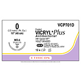 ETHICON Suture, Coated VICRYL Plus, Taper Point, MO-4, 8-18", Size 0. MFID: VCP701D (USA ONLY)