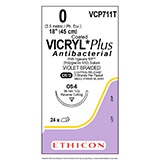 ETHICON Suture, Coated VICRYL Plus, Reverse Cutting, OS-6, 3-18", Size 0, 2 dozens. MFID: VCP711T (USA ONLY)