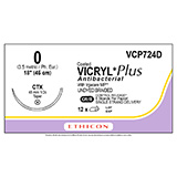 ETHICON Suture, Coated VICRYL Plus, Taper Point, CTX, 8-18", Size 0. MFID: VCP724D (USA ONLY)