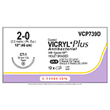 ETHICON Suture, Coated VICRYL Plus, Taper Point, CT-1, 8-18", Size 2-0. MFID: VCP739D (USA ONLY)