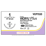 ETHICON Suture, Coated VICRYL Plus, Taper Point, CT, 8-18", Size 1. MFID: VCP753D (USA ONLY)