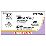 ETHICON Suture, Coated VICRYL Plus, Taper Point, SH, 8-27", Size 3-0. MFID: VCP784D (USA ONLY)