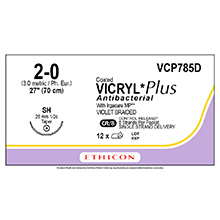 ETHICON Suture, Coated VICRYL Plus, Taper Point, SH, 8-27", Size 2-0. MFID: VCP785D