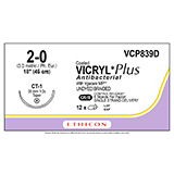 ETHICON Suture, Coated VICRYL Plus, Taper Point, CT-1, 8-18", Size 2-0. MFID: VCP839D (USA ONLY)