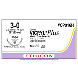 ETHICON Suture, Coated VICRYL Plus, TAPERCUT, V-34, 36", Size 3-0. MFID: VCP916H (USA ONLY)