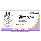 ETHICON Suture, Coated VICRYL Plus, Taper Point - Reverse Cut, CT / FSL, 54", Size 3-0. MFID: VCP940H (USA ONLY)