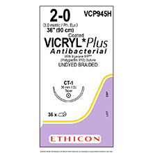 ETHICON Suture, Coated VICRYL Plus, Taper Point, CT-1, 36", Size 2-0. MFID: VCP945H