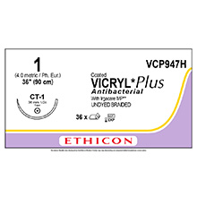 ETHICON Suture, Coated VICRYL Plus, Taper Point, CT-1, 36", Size 1. MFID: VCP947H