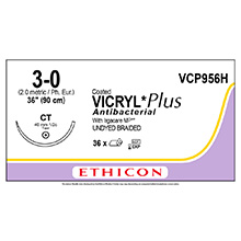 ETHICON Suture, Coated VICRYL Plus, Taper Point, CT, 36", Size 3-0. MFID: VCP956H