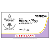 ETHICON Suture, Coated VICRYL Plus, ETHIGUARD - Blunt Point, CTB, 36", Size 0. MFID: VCPB330H (USA ONLY)
