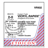 ETHICON Suture, VICRYL RAPIDE, Taper Point - Reverse Cutting, CT-1 / CP-1, 54", Size 2-0. MFID: VR932 (USA ONLY)