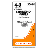 ETHICON Suture, ETHIBOND EXCEL, SUTUPAK Pre-Cut Sutures, 12-30", Size 4-0. MFID: X303H (USA ONLY)