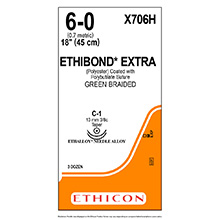 ETHICON Suture, ETHIBOND EXCEL, Taper Point, C-1 / C-1, 18", Size 6-0. MFID: X706H