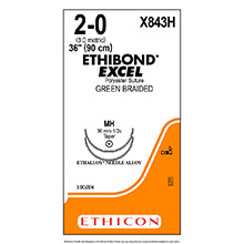 ETHICON Suture, ETHIBOND EXCEL, Taper Point, MH / MH, 36", Size 2-0. MFID: X843H