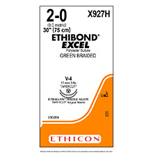 ETHICON Suture, ETHIBOND EXCEL, TAPERCUT, V-4 / V-4, 30", Size 2-0. MFID: X927H