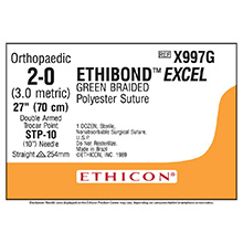 ETHICON Suture, ETHIBOND EXCEL, Trocar Point, STP-10 / STP-10, 27", Size 2-0. MFID: X997G