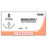 ETHICON Suture, MONOCRYL, Taper Point, CT, 18", Size 0. MFID: Y352H