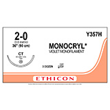 ETHICON Suture, MONOCRYL, Taper Point, CT, 36", Size 2-0. MFID: Y357H (USA ONLY)