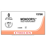 ETHICON Suture, MONOCRYL, Taper Point, UR-5, 27", Size 0. MFID: Y378H (USA ONLY)