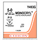 ETHICON Suture, MONOCRYL, Precision Point - Reverse Cutting, P-3, 18", Size 5-0. MFID: Y493G