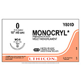 ETHICON Suture, MONOCRYL, Taper Point, MO-5, 8-18", Size 0. MFID: Y801D (USA ONLY)