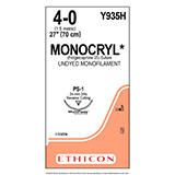 ETHICON Suture, MONOCRYL, Precision Point - Reverse Cutting, PS-1, 27", Size 4-0. MFID: Y935H (USA ONLY)
