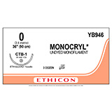 ETHICON Suture, MONOCRYL, ETHIGUARD - Blunt Point, CTB-1, 27", Size 0. MFID: YB946 (USA ONLY)
