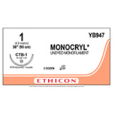 ETHICON Suture, MONOCRYL, ETHIGUARD - Blunt Point, CTB-1, 36", Size 1. MFID: YB947 (USA ONLY)