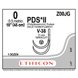 ETHICON Suture, PDS II, Port Closure Needle, V-38 Double Armed Needle, 0, 18". MFID: Z00JG (USA ONLY)