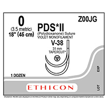 ETHICON Suture, PDS II, Port Closure Needle, V-38 Double Armed Needle, 0, 18". MFID: Z00JG