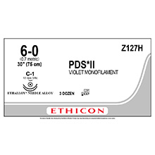 ETHICON Suture, PDS II, Taper Point, C-1 / C-1, 30", Size 6-0. MFID: Z127H