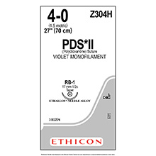 ETHICON Suture, PDS II, Taper Point, RB-1, 27", Size 4-0. MFID: Z304H
