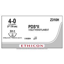 ETHICON Suture, PDS II, Taper Point, SH-1, 27", Size 4-0. MFID: Z310H