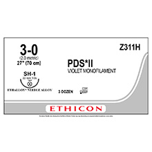 ETHICON Suture, PDS II, Taper Point, SH-1, 27", Size 3-0. MFID: Z311H