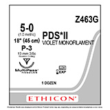 ETHICON Suture, PDS II, Precision Point - Reverse Cutting, P-3, 18", Size 5-0. MFID: Z463G