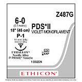 ETHICON Suture, PDS II, Precision Point - Reverse Cutting, P-1, 18", Size 6-0. MFID: Z487G (USA ONLY)