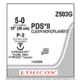 ETHICON Suture, PDS II, Precision Point - Reverse Cutting, P-2, 18", Size 5-0. MFID: Z503G (USA ONLY)