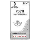 ETHICON Suture, PDS II, Reverse Cutting, OS-6, 27", Size 0, 2 dozens. MFID: Z534T (USA ONLY)