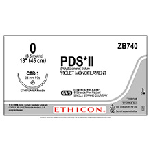 ETHICON Suture, PDS II, ETHIGUARD - Blunt Point, CTB-1, 8-18", Size 0. MFID: ZB740
