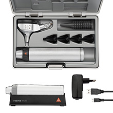 HEINE BETA 200 LED Otoscope Set: BETA 200 Fiber Optic LED Otoscope, BETA4 USB Rechargeable Handle, USB cord, Plug-In Power Supply, Case. MFID: B-141.28.388