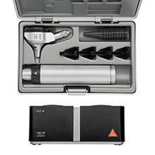HEINE BETA 400 LED Fiber Optic Otoscope Set: BETA 4 NT Rechargeable Handle, NT 4 Table Charger, Hard Case. MFID: B-143.24.420