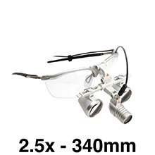 HEINE LED LoupeLight 2, mPack mini Battery Pack, S-Frame, HR Loupes 2.5x 340mm (13") Working Distance. MFID: C-008.32.450