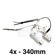 HEINE LED LoupeLight 2, mPack mini Battery Pack, S-Frame, HRP Loupes 4.0x 340mm (13") Working Distance. MFID: C-008.32.454