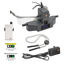 HEINE SIGMA 250 LED Indirect Ophthalmoscope with SMALL APERTURE, S-FRAME, mPack Mini Battery. MFID: C-008.33.341
