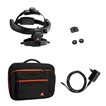 HEINE OMEGA 600 Indirect Ophthalmoscope with battery, +2 D eyepiece, E4-USBC, eyepiece 0 D, Traveller Bag. MFID: C-008.33.613