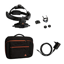 HEINE OMEGA 600 Indirect Ophthalmoscope with battery, +2 D eyepiece, E4-USBC, eyepiece 0 D, Teaching Mirror, Traveller Bag. MFID: C-008.33.614