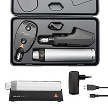 HEINE BETA 200 LED Ophthalmic Diagnostic Set: BETA 200 LED Ophthalmoscope, BETA 200 LED Streak Retinoscope, BETA4 USB Rechargeable Handle, Hard Case. MFID: C-145.28.388