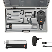 HEINE G100 LED Veterinary Slit Illumination Diagnostic Set, BETA 200 LED Ophthalmoscope, BETA 4 USB Rechargeable Handle, USB Cord & Plug-In Power Supply. MFID: G-148.28.388