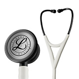 Littmann CARDIOLOGY IV Stethoscope, Black Matte Chestpiece, SATIN-FINISH Alabaster Tube. MFID: 6186C